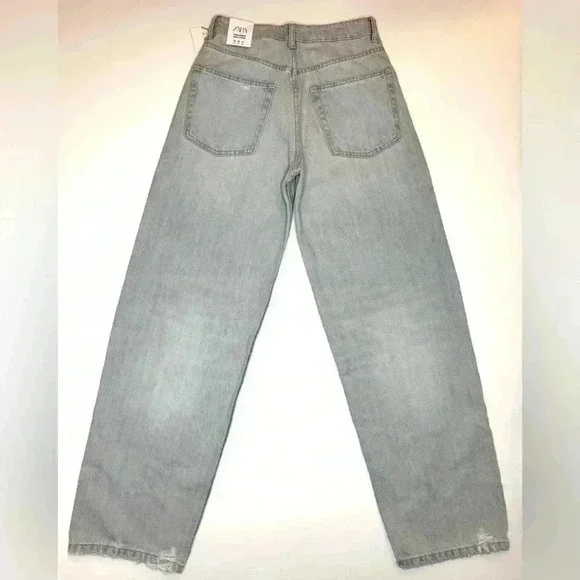 Zara Womens Tailored Mid Waist Balloon Jeans Size- 0 - Picture 7 of 9